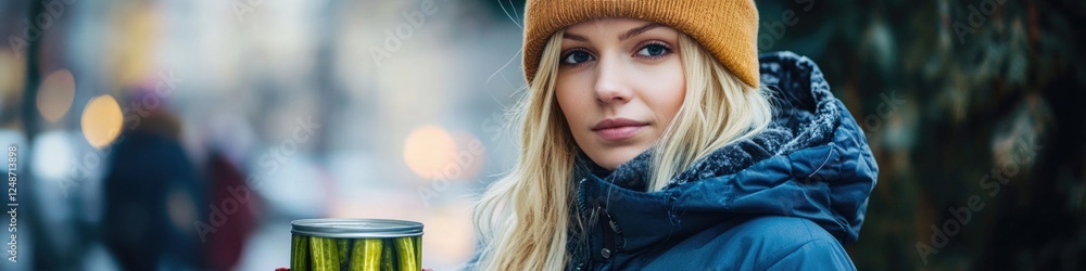 A woman holds a can of beer in her hand A woman holds a can of beer in her hand