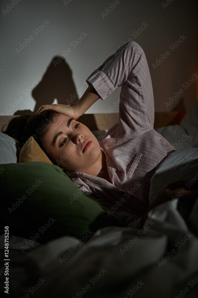 Fototapeta premium Battling inner darkness in the quiet of night