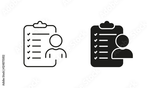 CV Letter Form Pictogram. Employment Paper, Interview Candidate Symbol. Resume Document Line and Silhouette Icon Set. Profile Information. Editable Stroke. Isolated Vector Illustration