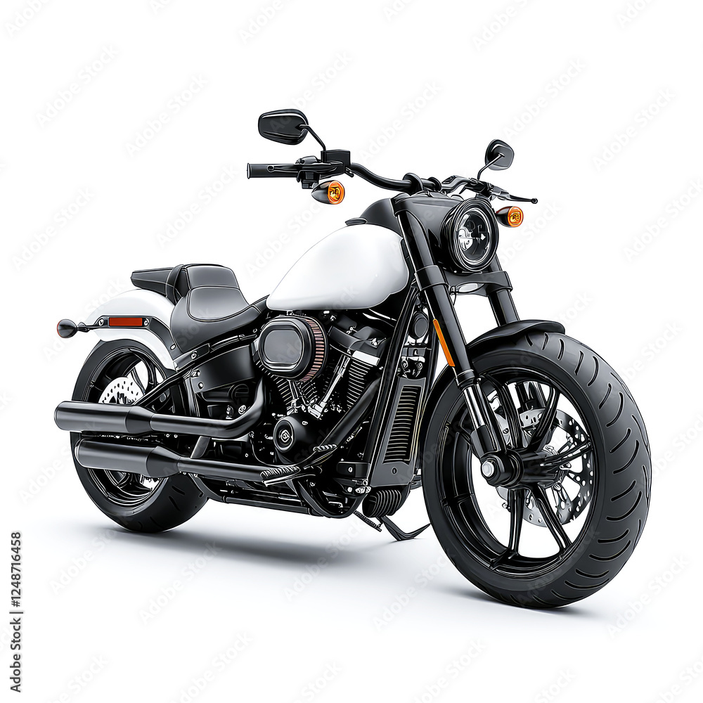 White and Black Custom Cruiser Motorcycle: Ride the Open Road in Style White and Black Custom Cruiser Motorcycle: Ride the Open Road in Style