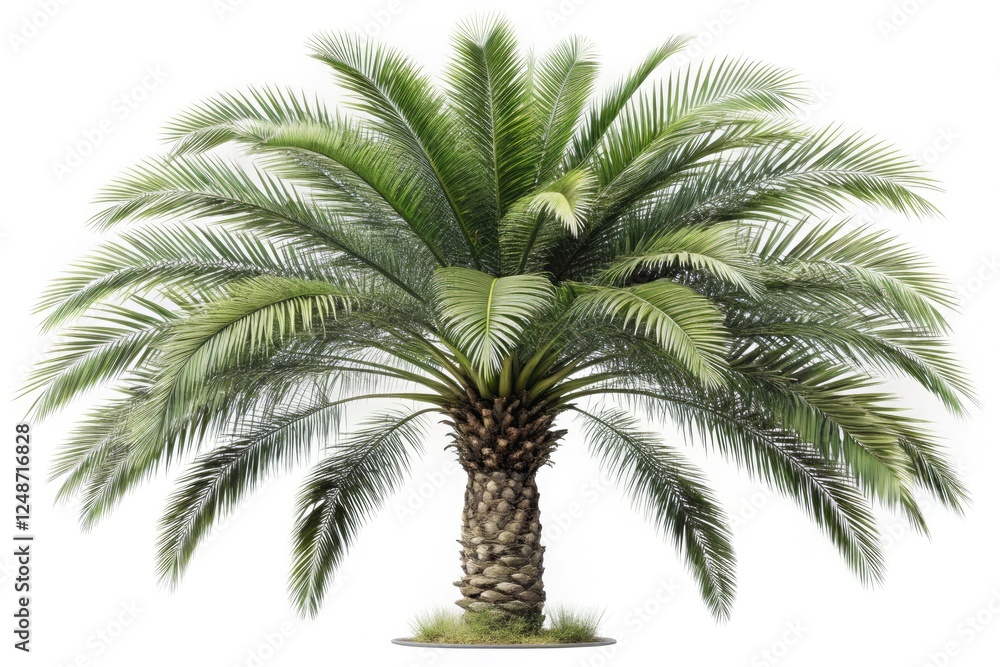 Isolated Phoenix palm tree with pinnate leaves, showcasing high detail against a white background. Clean clipping path included. Isolated Phoenix palm tree with pinnate leaves, showcasing high detail against a white background. Clean clipping path included.