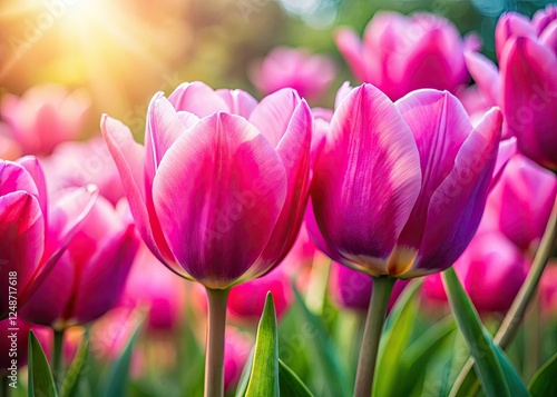 Macro shot: a stunning pink tulip in vibrant spring bloom, high-resolution depth of field.