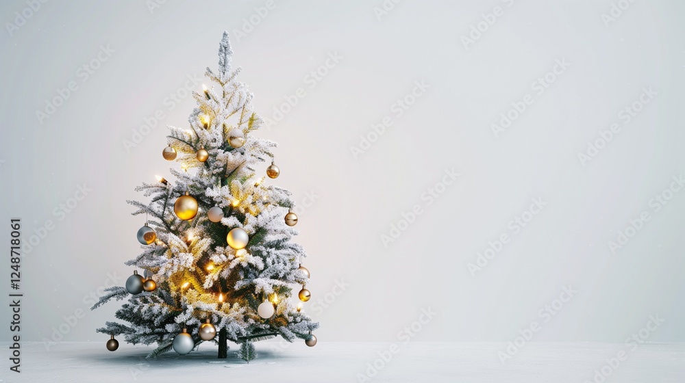 A miniature holiday tree with delicate ornaments and fairy lights, set on a clean white background. A miniature holiday tree with delicate ornaments and fairy lights, set on a clean white background.