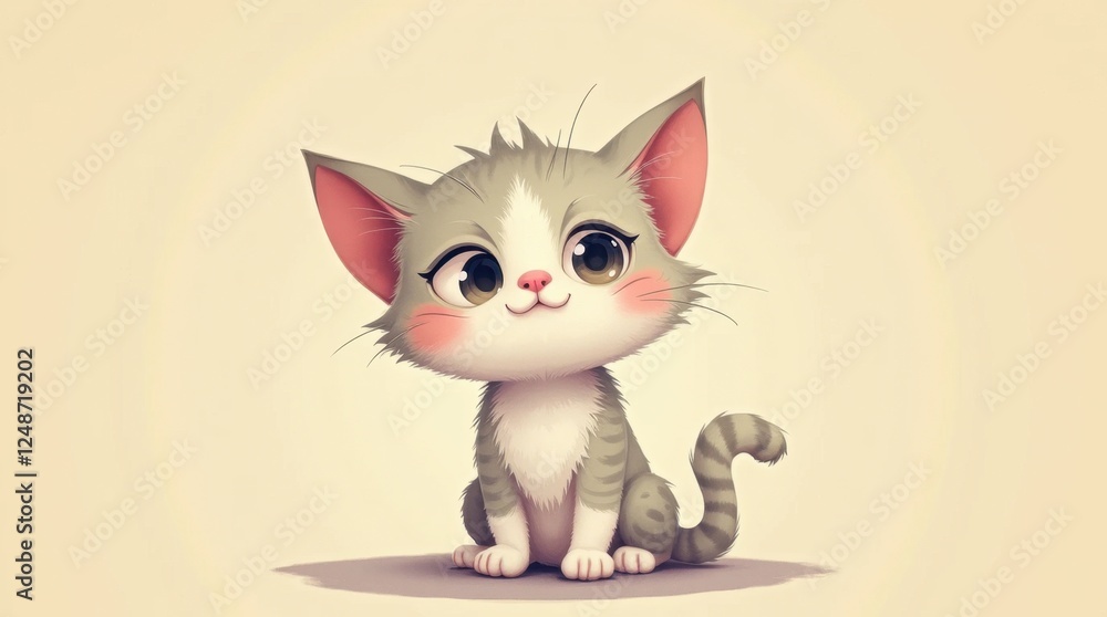 Fototapeta premium Pastel Digital Art of a Curious Cat