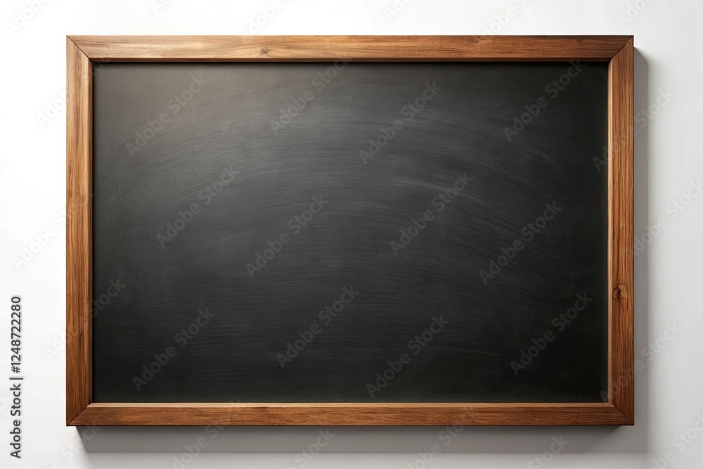 Pristine white backdrop showcases a surreal, blank wooden blackboard, ripe for artistic expression. Pristine white backdrop showcases a surreal, blank wooden blackboard, ripe for artistic expression.