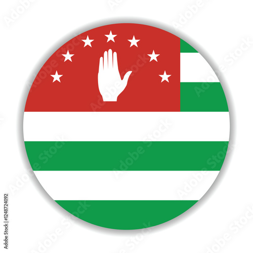 Abkhazia flag. Republic of Abkhazia circle flag. Flag icon. Standard color. Round flag. Computer illustration. Digital illustration. Vector illustration.