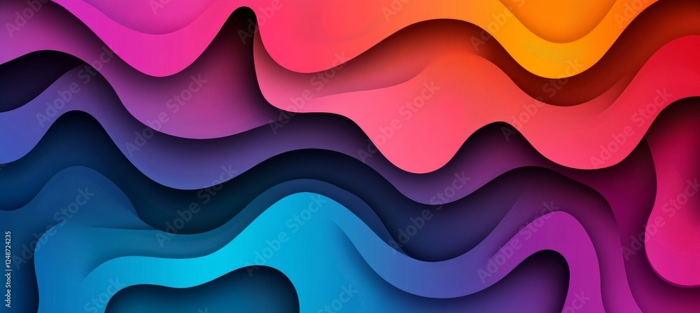 Abstract Background, Fluid Shapes Composition With Vivid Color Gradient. 3D Modern Design. Abstract Background, Fluid Shapes Composition With Vivid Color Gradient. 3D Modern Design.