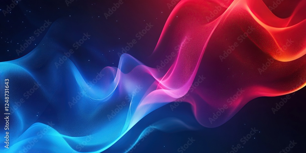 Obraz premium Abstract Waves Flowing Dynamically Across a Dark Background, a Vibrant Cosmic Dance of Colors.