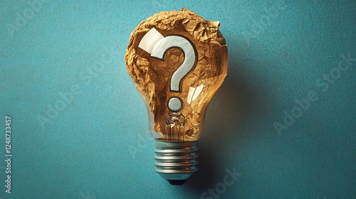 A creative concept image depicting a light bulb with a question mark, symbolizing ideas, innovation, and curiosity. A unique design that inspires thought and ignites imagination. photo