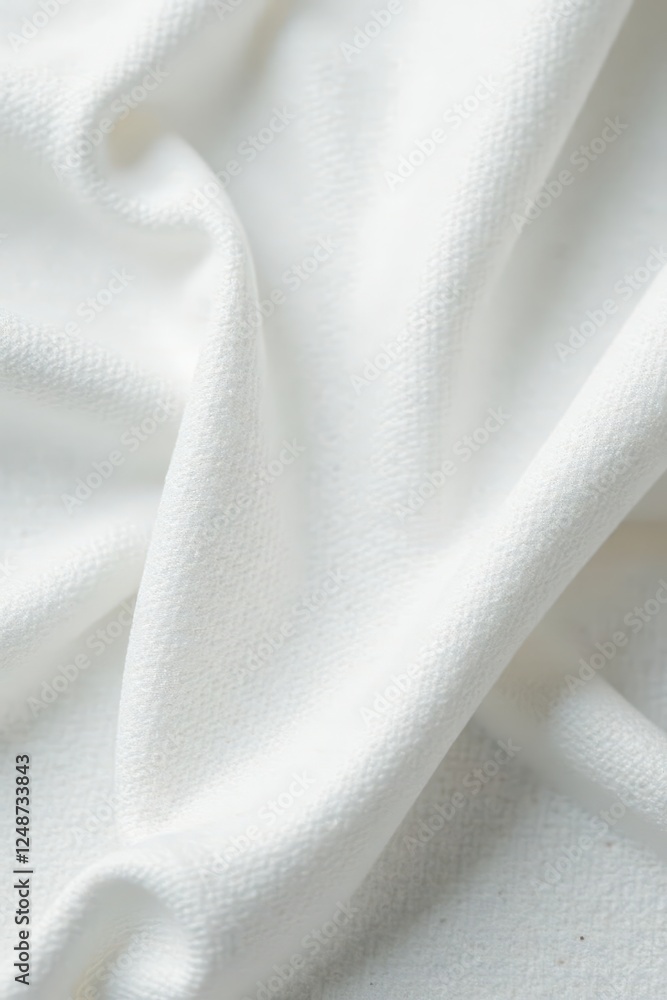Fototapeta premium Delicate white cotton, textured weave closeup, sheet, craft, handmade