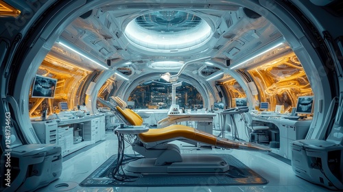 Wallpaper Mural Futuristic Dental Clinic Interior: A Modern Architectural Marvel in a Sci-fi Setting Torontodigital.ca