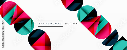 Abstract geometric pattern with intersecting circles and triangles in gradients. The high-contrast composition creates depth and a dynamic, modern aesthetic