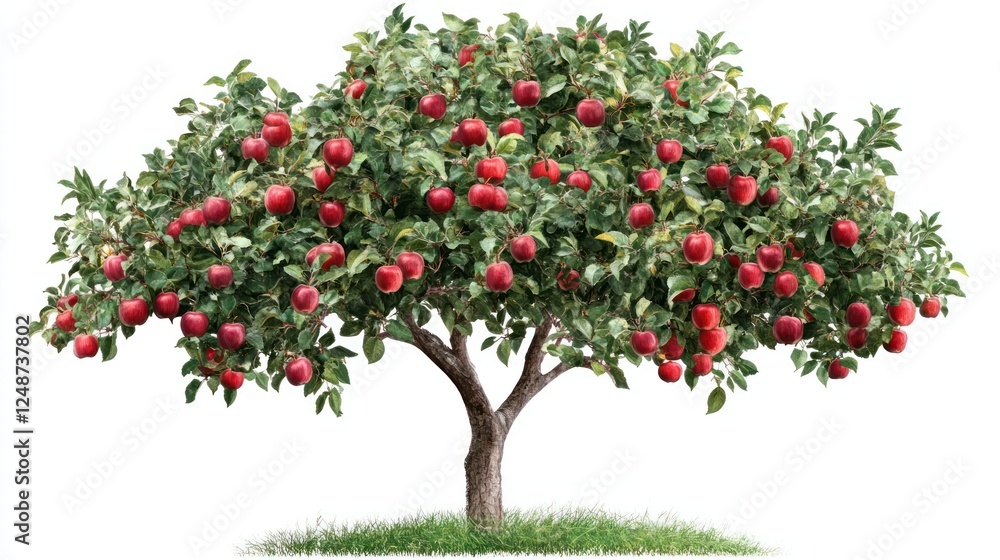 Abundant red apples on tree, orchard, harvest Abundant red apples on tree, orchard, harvest