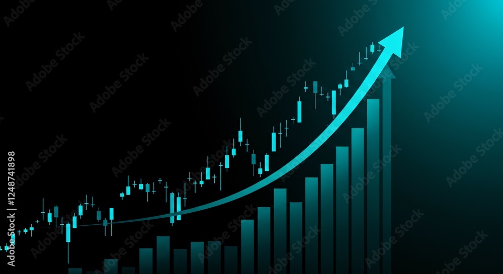 Naklejka premium A dynamic image showcasing an upward trend in investment data