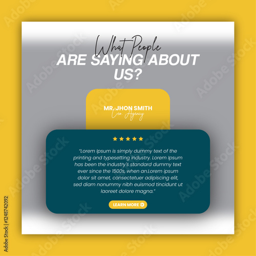 Customer feedback testimonial social media post design or client review social media post design template