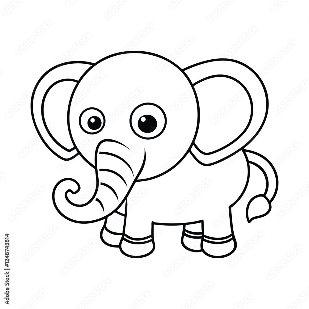 Fototapeta premium outline elephant cartoon illustration