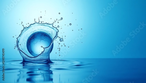 Swirling Water Vortex Shaped Like Globe with Droplets and Mist for World Water Day