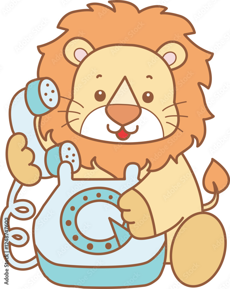 Obraz premium Cute Lion vector icon. Funny baby Lion animal series stock illustration. life of fluffy Lion designs.