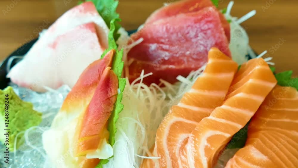 raw salmon's meat with vegetables raw salmon's meat with vegetables
