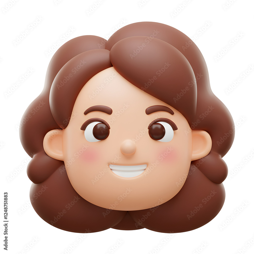 3D Icon Avatar of Smiling Brown-Haired Woman 3D Icon Avatar of Smiling Brown-Haired Woman