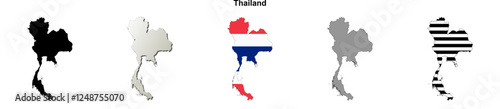 Thailand outline map set