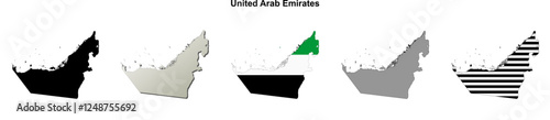 United Arab Emirates outline map set