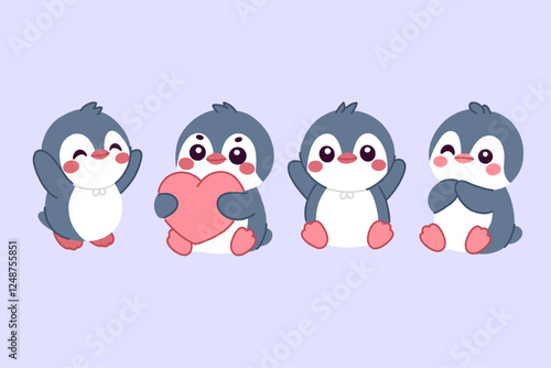 Cute Penguin Collection Illustration Cliparart