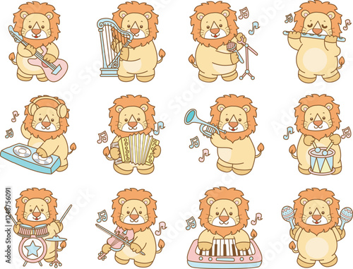 Cute Lion vector icon. Funny baby Lion animal series stock illustration. life of fluffy Lion designs.