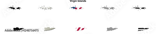 Virgin Islands outline map set