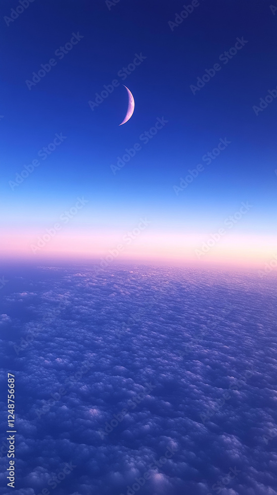 Lunar Serenity: Crescent Moon on the Horizon Lunar Serenity: Crescent Moon on the Horizon