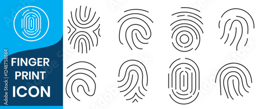 fingerprint icon Signature concept for password encryption. to protect information. Fingerprint vector icons. Finger print id authentication symbol set.