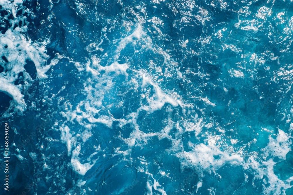 Aerial view of deep ocean waves in vivid blue. Neural network AI generated Aerial view of deep ocean waves in vivid blue. Neural network AI generated