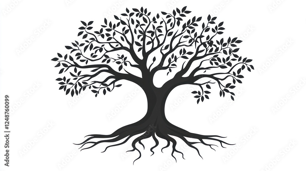 Majestic tree roots, leaves, nature, growth, design, illustration, background, website Majestic tree roots, leaves, nature, growth, design, illustration, background, website