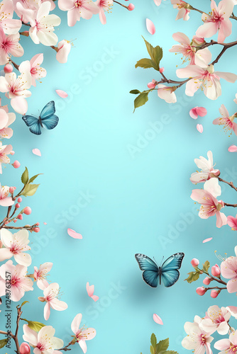 Colorful Spring Elementss Frame Border Background - Space for Text	
 photo