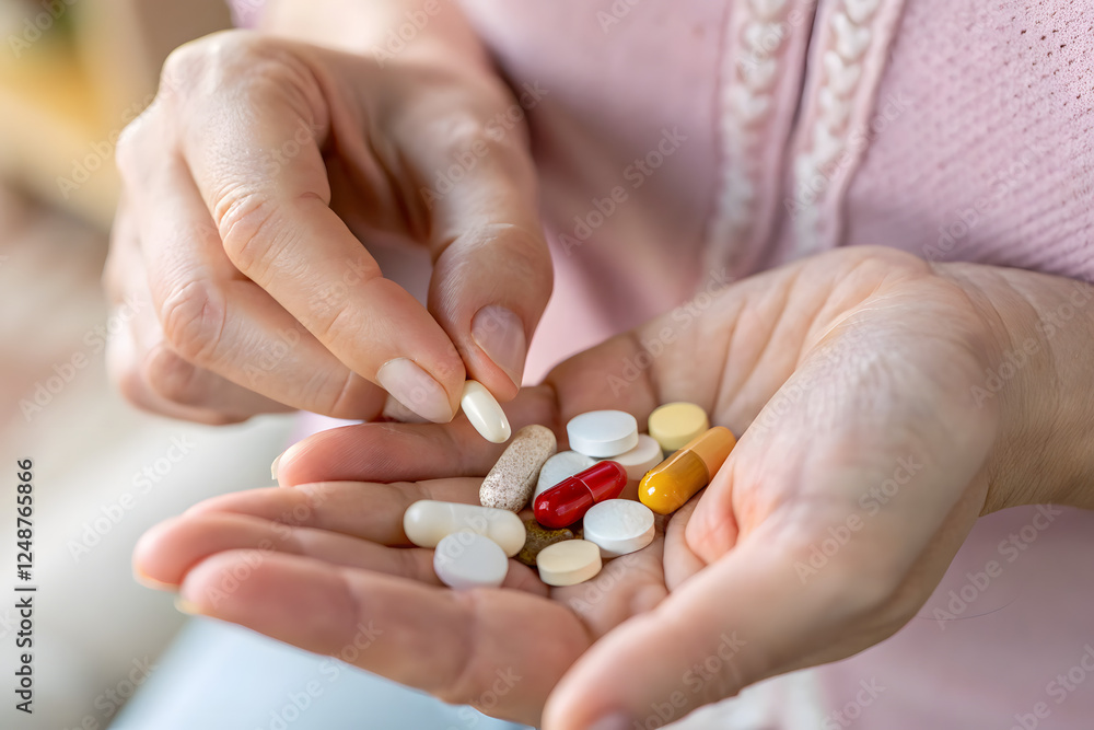 Hands Holding a Variety of Pills and Medications Hands Holding a Variety of Pills and Medications