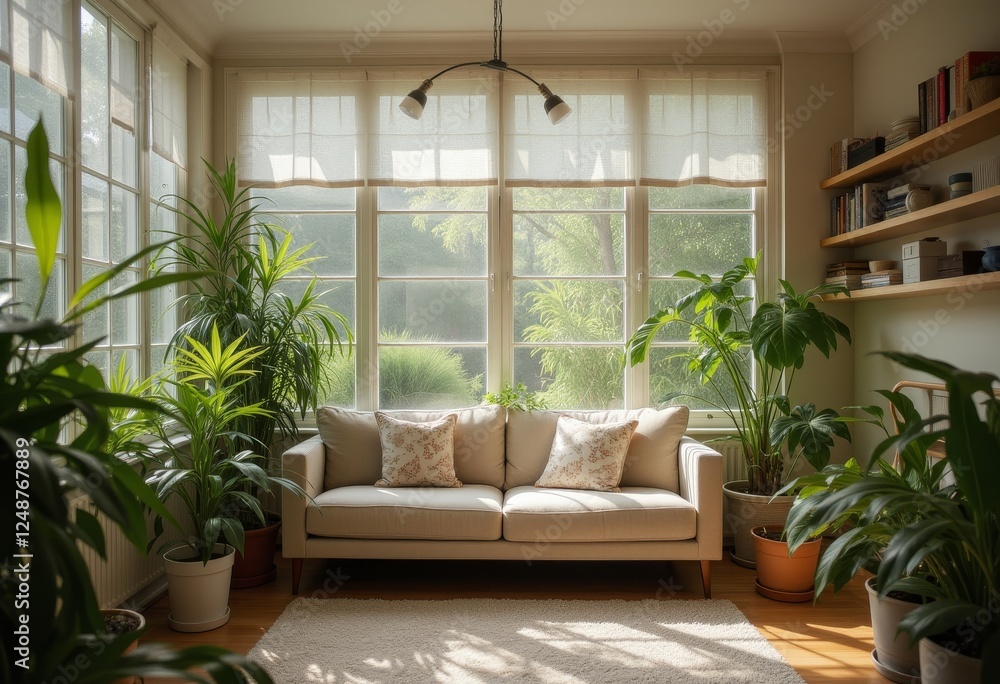 Fototapeta premium Bright and Cozy Living Room with Natural Light