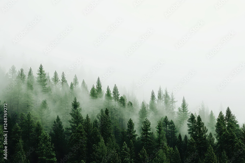 Fototapeta premium Misty Evergreen Forest