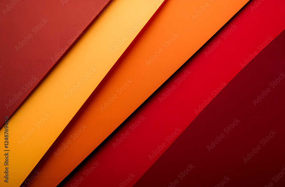 Obraz premium Abstrakcyjne geometryczne warstwy w odcieniach czerwieni i pomarańczu.