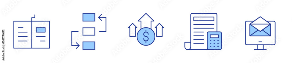strategy, profits, accounting, money, open book. Icon vector illustration. Line Duotone style. Editable stroke strategy, profits, accounting, money, open book. Icon vector illustration. Line Duotone style. Editable stroke