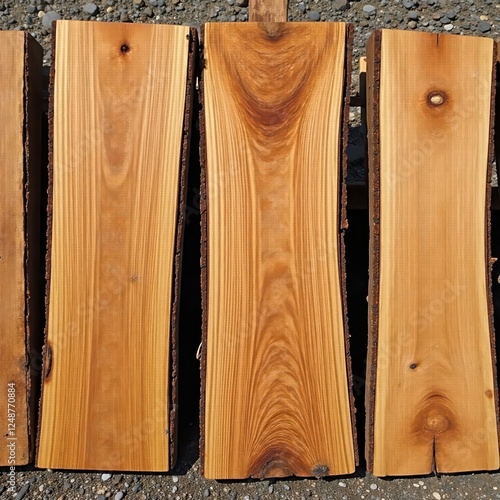 Rough-hewn Douglas fir wood slabs, various sizes, crafts, bohle, natural design photo