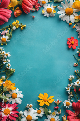 Colorful Spring Elementss Frame Border Background - Space for Text	
