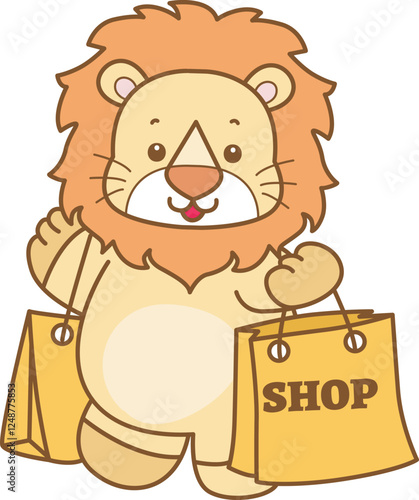 Cute Lion vector icon. Funny baby Lion animal series stock illustration. life of fluffy Lion designs.