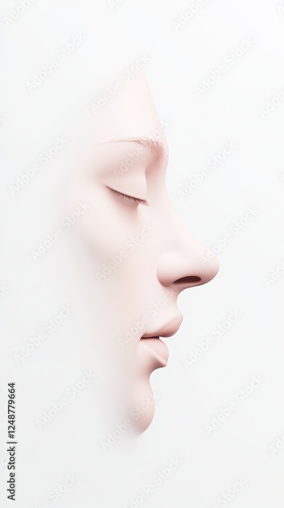 Profile of a woman with closed eyes breathing calmly, ideal for conveying concepts related to nose surgery, rhinoplasty, cosmetology, beauty and the sense of smell Profile of a woman with closed eyes breathing calmly, ideal for conveying concepts related to nose surgery, rhinoplasty, cosmetology, beauty and the sense of smell