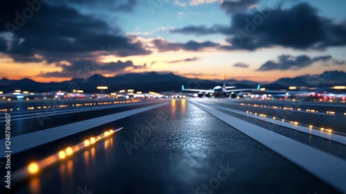 Wallpaper Mural Airport road, airplanes in the background, hightech aesthetic, 3D illustration Torontodigital.ca