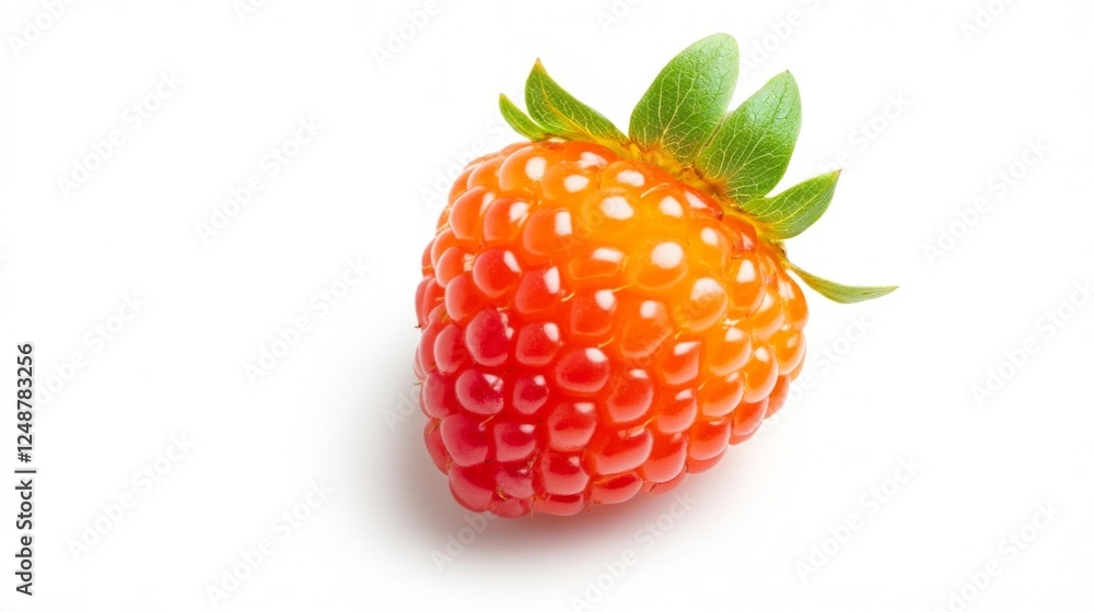 Unique Hybrid Strawberry-Raspberry Fruit on White. Generative AI