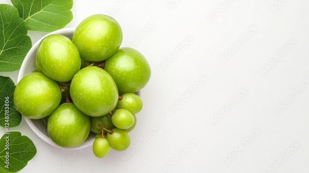 Fresh Green Amlok Fruit on a White Isolated Background. Generative AI Fresh Green Amlok Fruit on a White Isolated Background. Generative AI