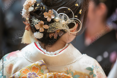 着物を着た女性の後ろ姿