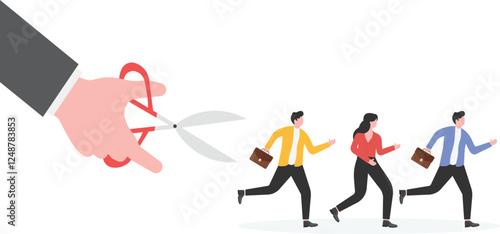 Business people runaway from scissor,

