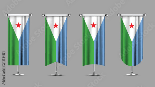 Collection of Vertical Banners Featuring the DJIBOUTI Flag