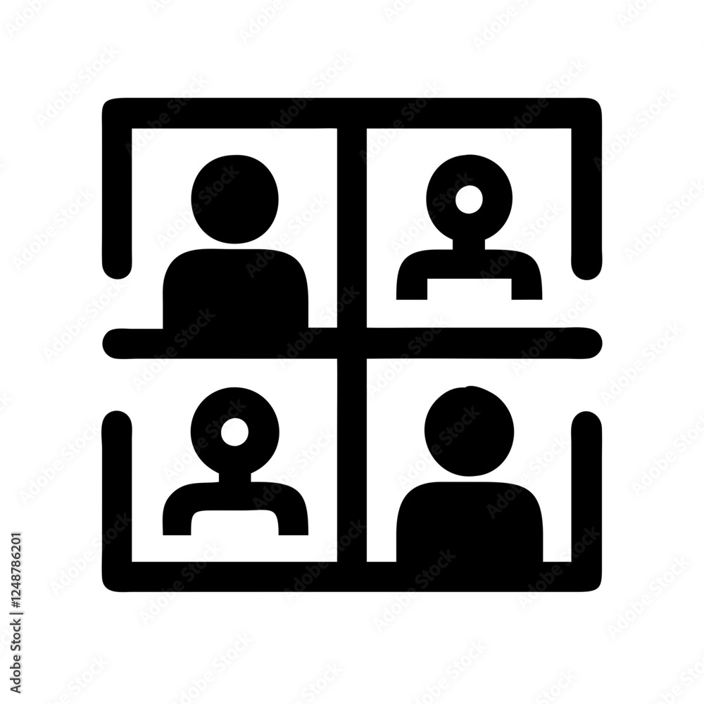 Four-Pane Icon Representing a Video Conference Four-Pane Icon Representing a Video Conference